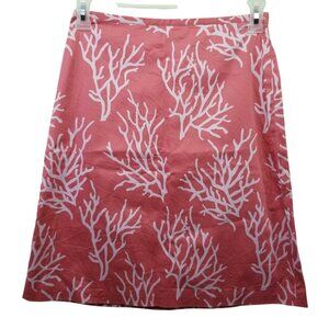 346 Brooks Brothers 2‎ Coral Pink Floral Skirt A Line Career Office Summer
